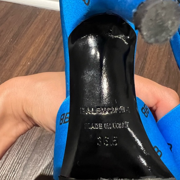BALENCIAGA KNIFE MULES SIZE 36.5 BB LOGO SATIN ONLY USED TWO TIMES - Picture 8 of 9